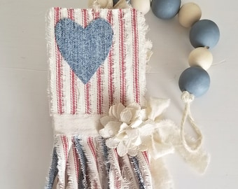 Patriotic 4th of July Wood Bead Garland, Americana, Farmhouse Coffee Table Decor
