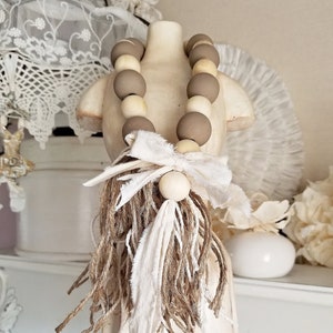 Farmhouse Bead Garland, Wood Bead Garland, Coffee Table Decor, Tassel Garland, Tassel Bead Garland, Boho Decor, Rustic Bead Garland