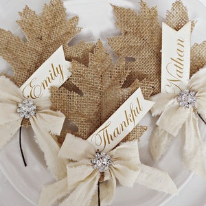 Thanksgiving Napkin Rings, Thanksgiving Place Cards, Burlap Thanksgiving Decor, Rustic Fall Decor, Rustic Decor, Thanksgiving Table Decor image 10