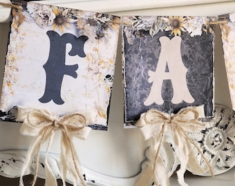 Fall / Autumn Banner Decor, Thanksgiving Rustic Farmhouse Garland, Hanging Wall Art, Cottagecore
