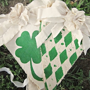 Vintage-Inspired St. Patrick's Day Banner, Hand-Painted Shamrock Garland, Irish Decor