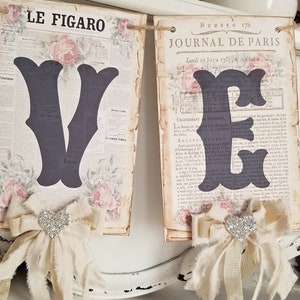 Vintage Wedding Decor, Bridal Shower Banner, Vintage Valentine Banner, Valentine Garland, Love Banner, Love Garland, Bridal Shower Decor image 5