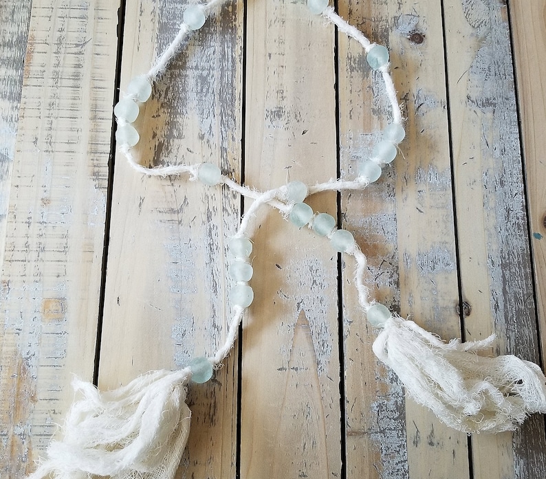 Sea Glass Bead Garland Coastal Farmhouse Decor Beach Bead Etsy