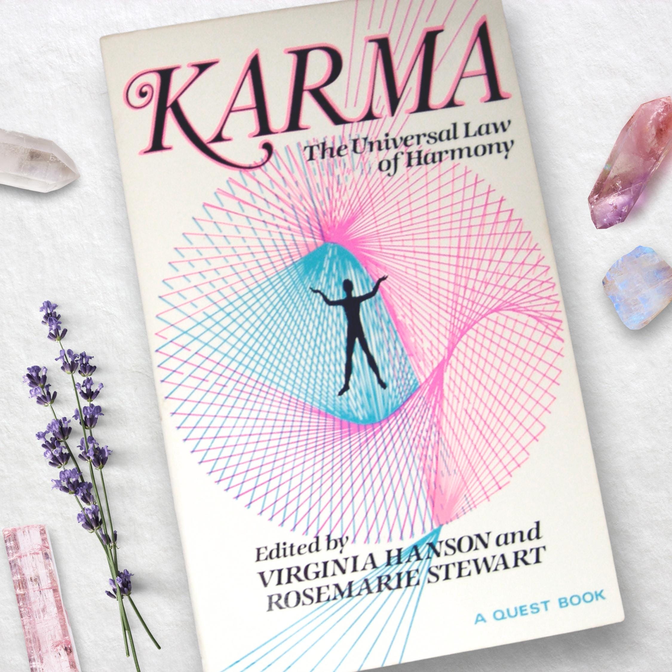 Mint! Rare, Karma The Universal Law of Harmony, Virginia Hanson, 1987 Theosophical Society, OOP Reincarnation, Metaphysics Paperback Book