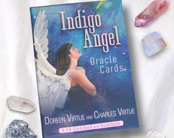 New! Indigo Angel Oracle Cards Deck, Doreen Virtue - Authentic 44-card Angel Cards Deck & Guidebook - Rare Out of Print, Collectible, Mint!