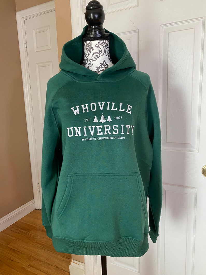 Whoville University Custom Sweat Shirt Mean One Green Man Hoodie Curmudgeon Furry Green Meanie image 2