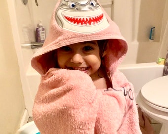 Personalized with NAME Hooded Bath/Beach Towel. Shark. Monster. Alien. Gifts for Kids. Gifts for Girls. Gifts for Boys.