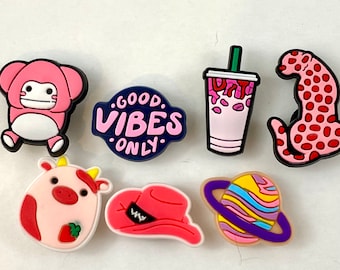 Pink Croc Charms | Croc Jibbetz | Saturn | Starbucks | Squishmallow | Panther | Monkey | Cowboy Hat | Good Vibes Only