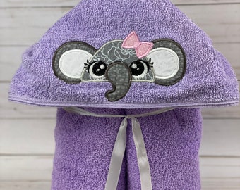 Custom Hooded Bath/Beach Towel:  Personalized with NAME! Gifts for Her. Gifts for Him | Elephant | Moose | Kitty | Hippo.  Boys and Girls