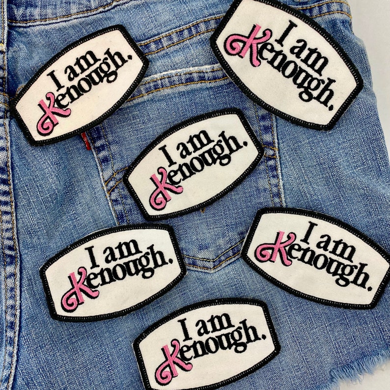 Pink Boy Doll I am Enough Ken Ryan Gosling Patch Iron-on Sew-on 4 x 2.5 Patch image 6