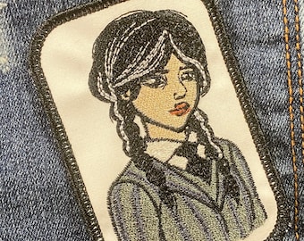 Miss Wednesday Patch. Iron-on or Sew-on.  Approx 3” x 4”.