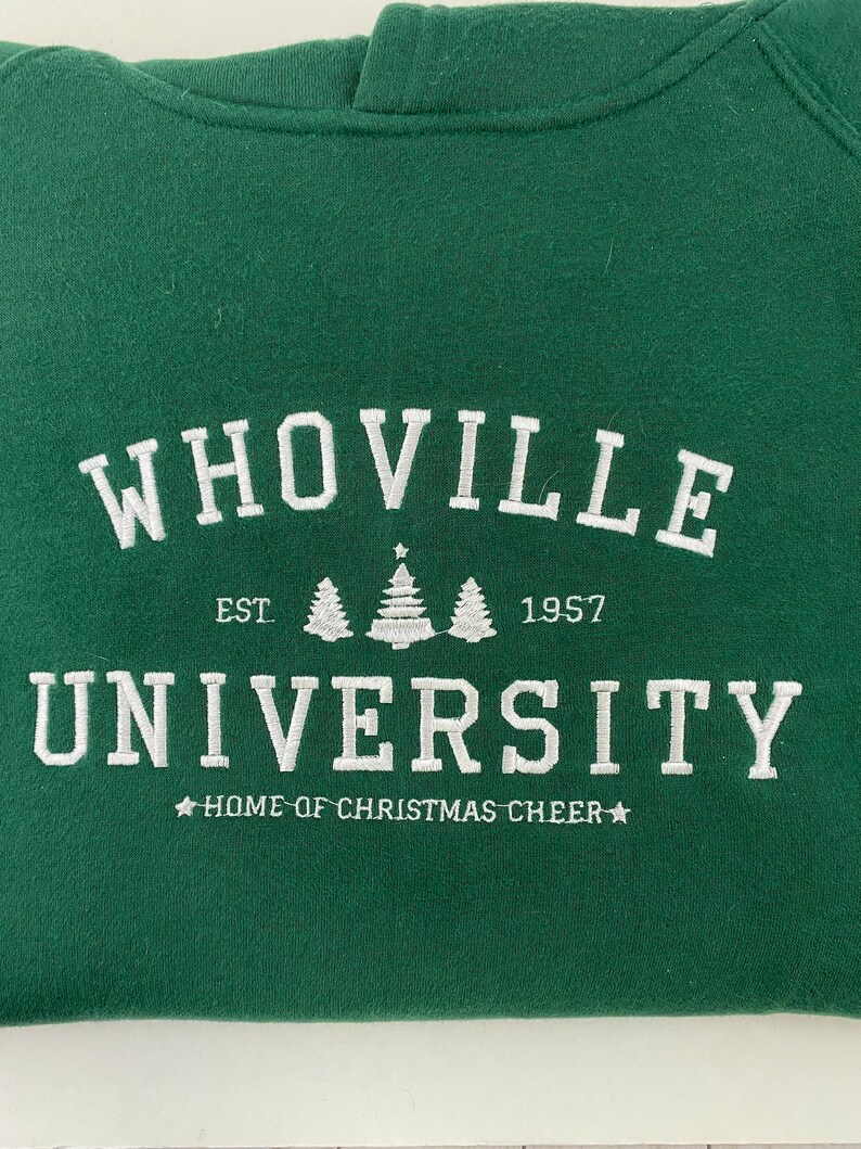 Whoville University Custom Sweat Shirt Mean One Green Man Hoodie Curmudgeon Furry Green Meanie image 4