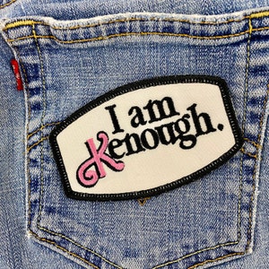 Pink Boy Doll I am Enough Ken Ryan Gosling Patch Iron-on Sew-on 4 x 2.5 Patch image 1