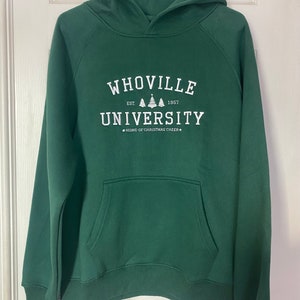 Whoville University Custom Sweat Shirt Mean One Green Man Hoodie Curmudgeon Furry Green Meanie image 7