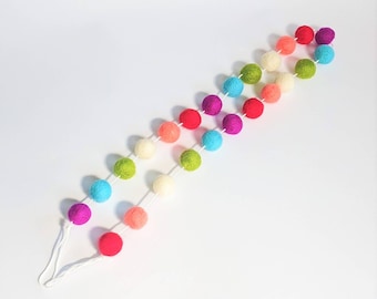 Felt Balls Garland - Spring/Bright colors. Tiered Tray. Home Decor. Seasons. Holidays.