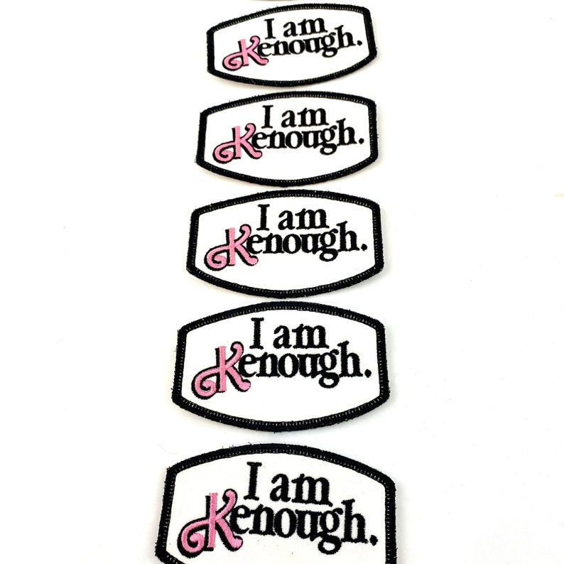 Pink Boy Doll I am Enough Ken Ryan Gosling Patch Iron-on Sew-on 4 x 2.5 Patch image 2
