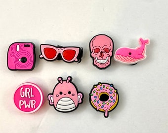 Pink Croc Charms | Croc Jibbetz | Girl Power | Sunglasses | Squishmallow | Donut | Whale | Instax/Polaroid Camera | Skull