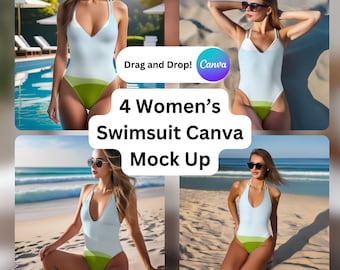 女性用水着モックアップ：Canva PODテンプレート（デジタルダウンロード）