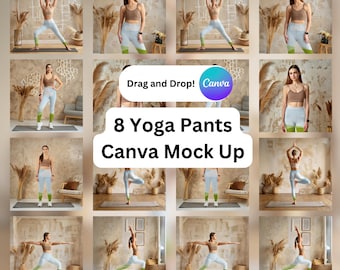 Canva用ヨガレギンスモックアップ：女性用タイツ8種類（デジタルダウンロード）