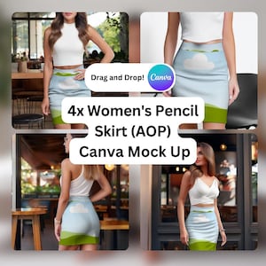 Pencil Skirt AOP Mockups: Drag & Drop Canva Template (Digital Download)