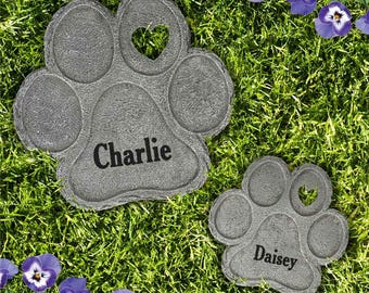 Personalized Pet Memorial Garden Stone, Custom Paw Print Stepping Stone, Dog Memorial Gift, Cat Loss Sympathy Stone, Outdoor Pet Remembrance