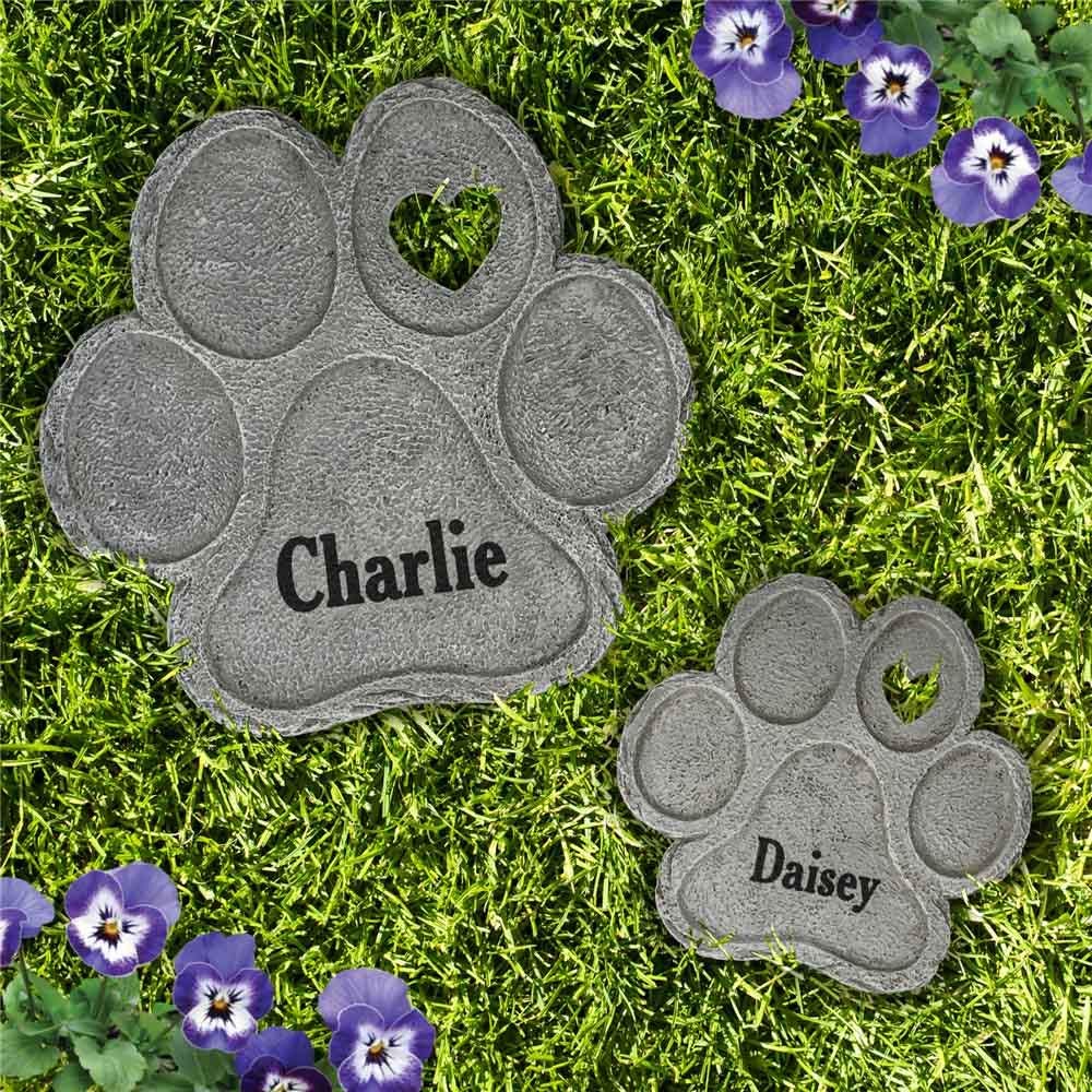 Personalized Pet Memorial Garden Stone, Custom Paw Print Stepping Stone ...
