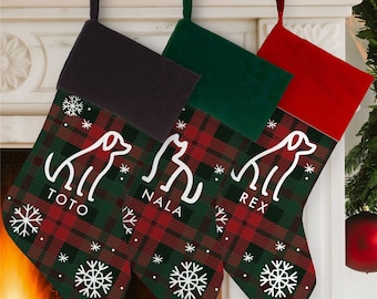 Personalized Plaid Dog Christmas Stocking