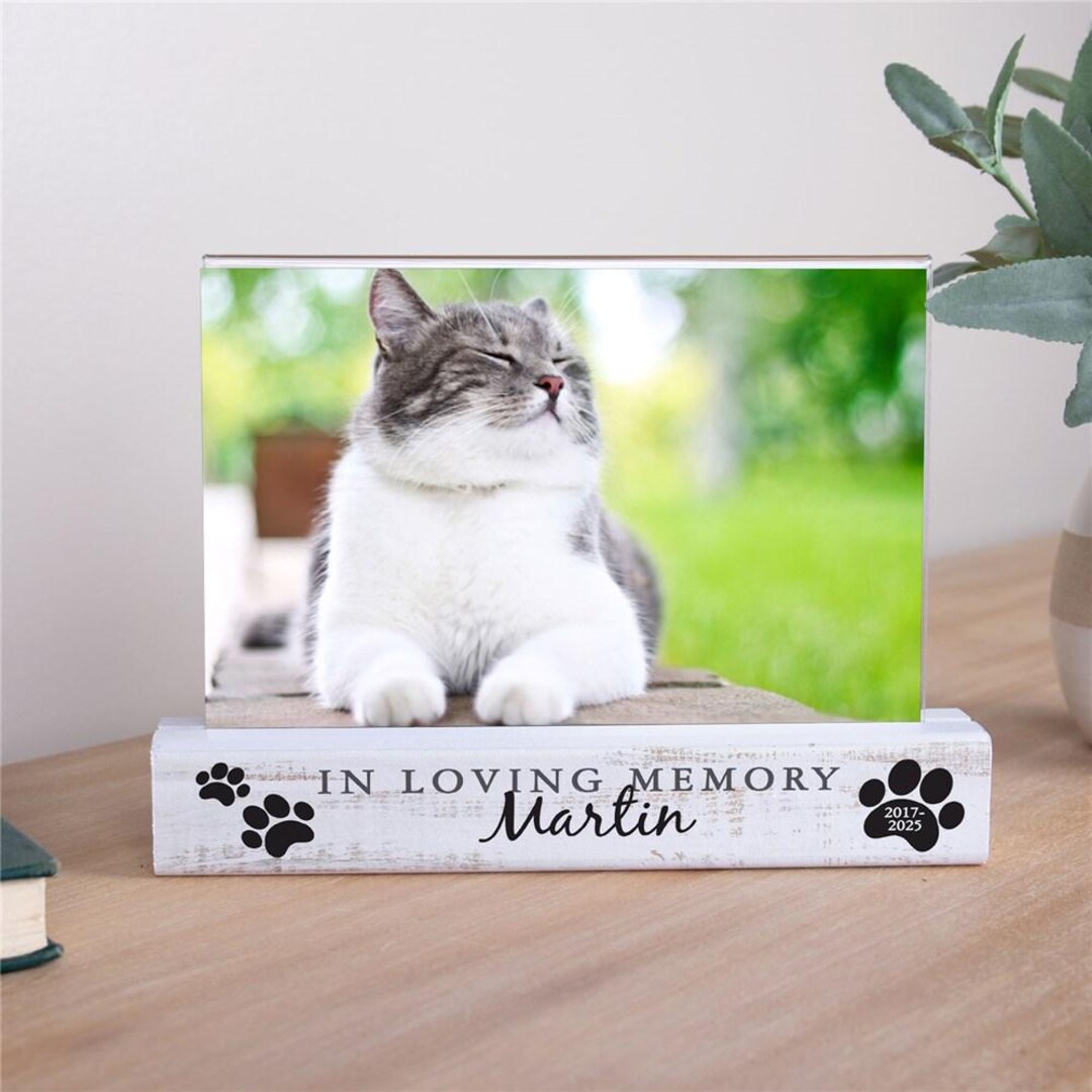 Cat Memory Photo Frame Personalized Cat Memorial Photo Keepsake, Kitten Memorial Gift, in ...