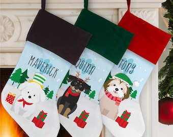 Personalized Dog Stocking, Dog Custom Breed Christmas Stocking, Puppy Stocking, New Dog Christmas Gift, Christmas Gift, Golden Retriever