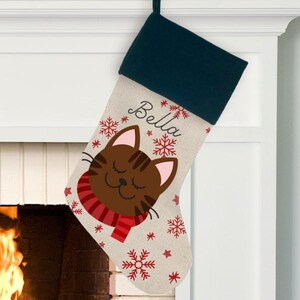 Personalized Cat Breed Christmas Stocking, Cat Christmas Stocking, Kitten Stocking, Cat Christmas Gift, Orange Cat Stocking, White Cat, Gray image 11