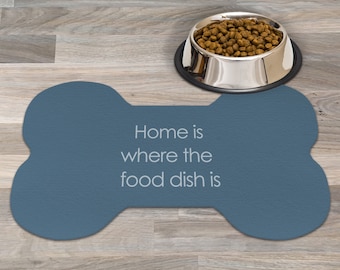 Personalized Bone Shaped Dog Food Mat, Custom Message, Pet Placemat