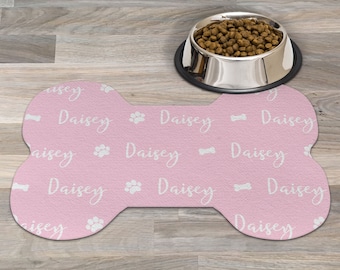Dog Bowl Mat, Bone Shaped Dog Mat With Dog Name, Gifts For A New Dog Owner, Gift For Dog, Pet Mat, Puppy Supplies, New Puppy Gift, Placemat