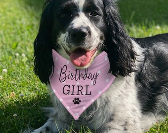 Personalized Dog Birthday Bandana, Polyester Woven Fabric