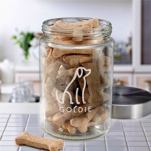 Engraved Pet Icon Personalized Dog Treat Jar, Glass, Personalized Cat Treat Jar, Pet Treat Jar, Custom Treat Jar, Treat Container, New Puppy