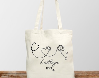 Personalized Tote Bag For Vet, Vet Gifts, Dog Outline Tote Bag, Christmas Gift For Dog Lover, Veterinarian Gift, Vet Tech Gift, Vet Student