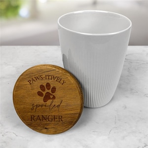 Engraved Pawsitively Spoiled Personalized Dog Treat Jar, Treat Jar With Paw Print, New Puppy Gift, Dog Gift, Dog Lover Gift, Dog Cookie Jar
