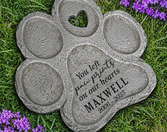 Personalized Dog Memorial Garden Stone, Engraved Pet Memorial Stone, Puppy Sympathy Keepsake Gift, Paw Print Stone, Loss of Dog