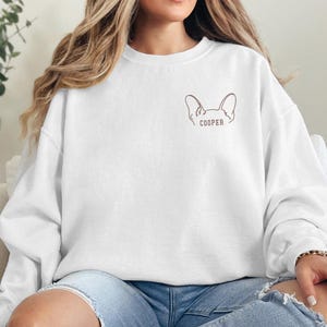 Personalized Dog Ear Sweatshirt, Embroidered Dog Ear Shirt, Dog Mom Gift, Dog Ear Outline, Gifts For Her, New Dog Owner Gift, Christmas Gift