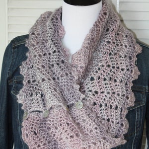 Crochet Pattern Instant PDF Digital Download Pearl Cowl Pattern Autumn Winter Cowl Soft Pink Purple Grey Chevron Make It Crochet image 1