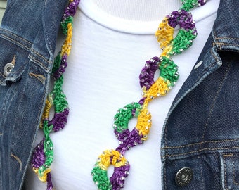 Crochet Pattern - Mardi Gras Medallions Necklace - Instant PDF Digital Download -DK Pima Cotton  Pattern -Necklace DIY Crochet- Pattern Only