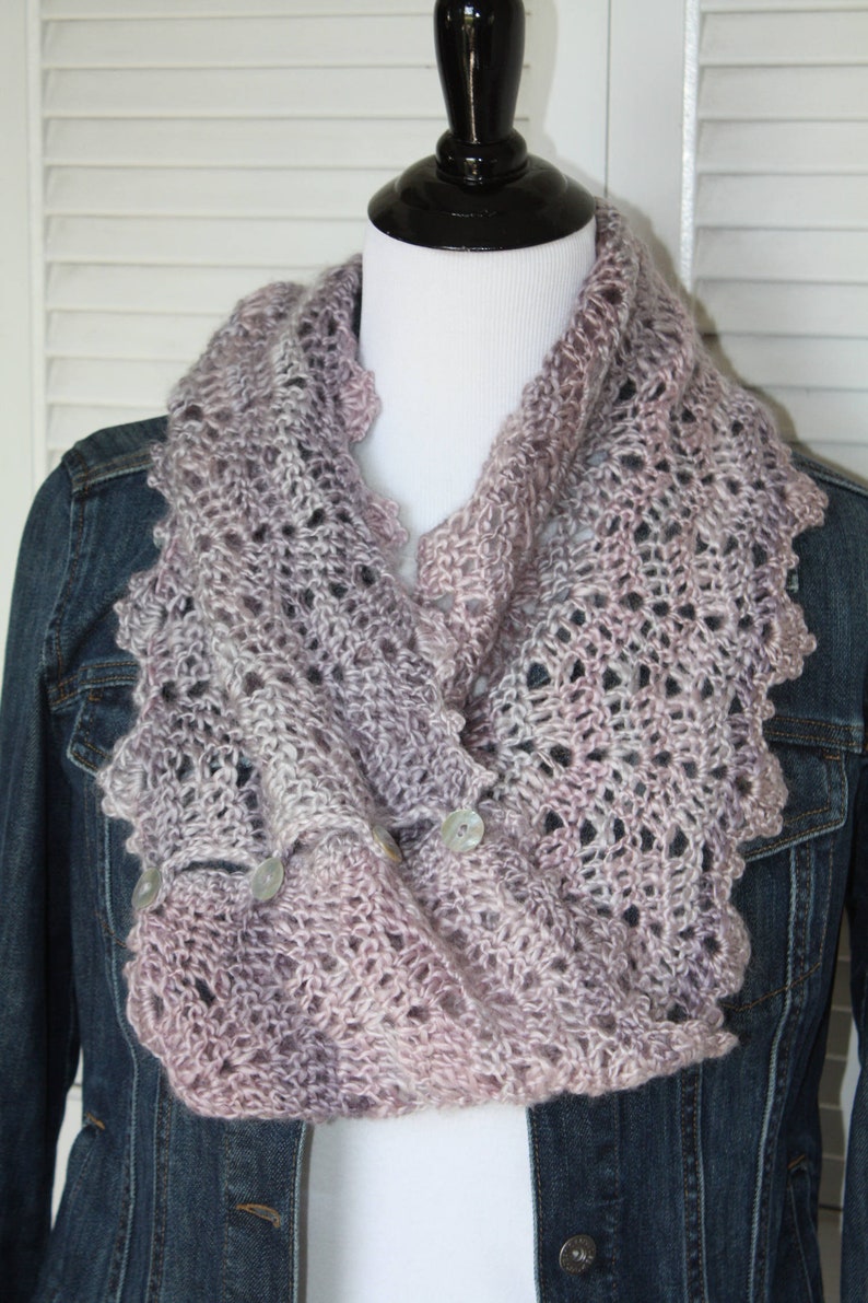 Crochet Pattern Instant PDF Digital Download Pearl Cowl Pattern Autumn Winter Cowl Soft Pink Purple Grey Chevron Make It Crochet image 1
