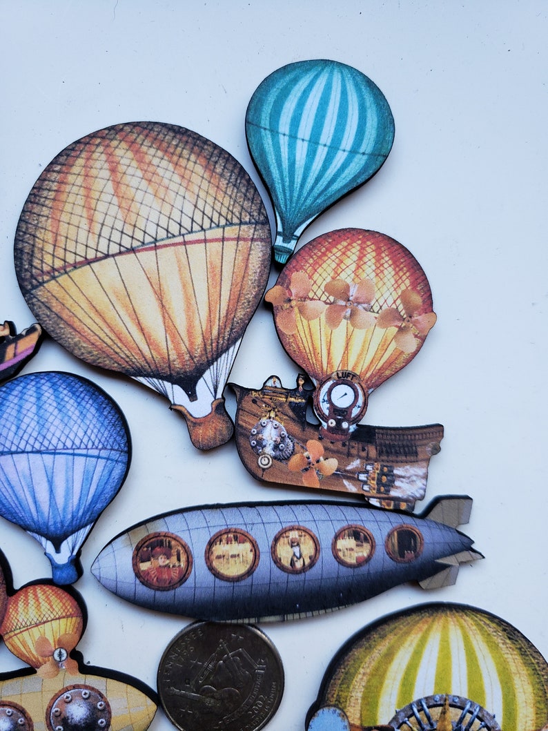 Steampunk Zeppelins Woodcuts Laser Cut Art Parts