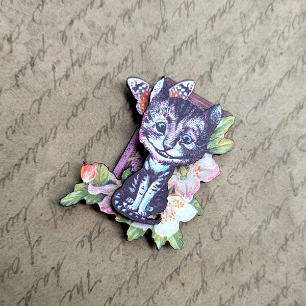 Broche de arte del Gato de Cheshire