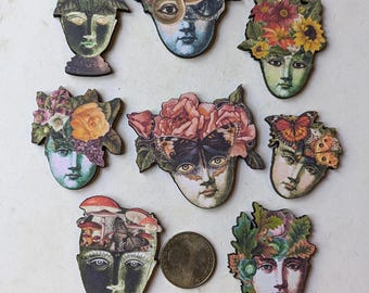 Fairy Art Doll Faces Art Parts Woodcut Shapes