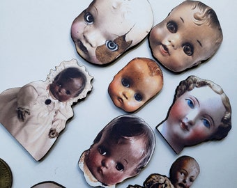 Creepy Baby Doll Woodcut Jewelry  Supplies