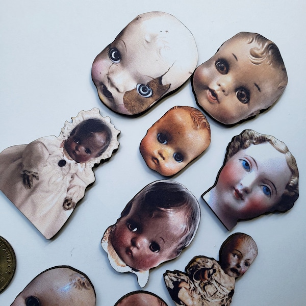 Creepy Baby Doll Woodcut Jewelry  Supplies