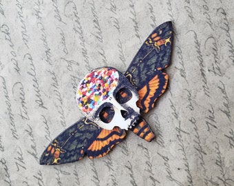 Death  Moth Wooden  Brooch