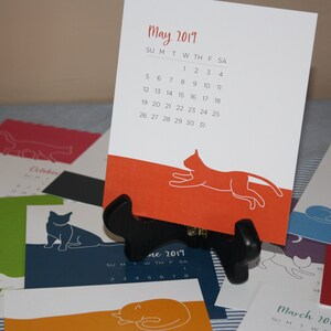 SALE 2024 Desk Calendar with Wooden Easel Stand Color Cat Calendar Option for No Easel image 1