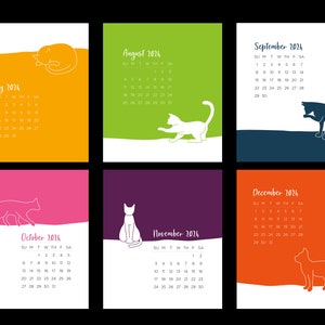 SALE 2024 Desk Calendar with Wooden Easel Stand Color Cat Calendar Option for No Easel image 5