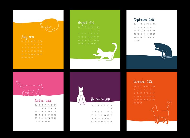 SALE 2024 Desk Calendar with Wooden Easel Stand Color Cat Calendar Option for No Easel image 5